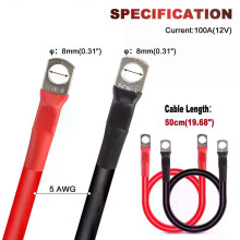 PARK (8 MM) 2 Stück mit Klemmen Batteriekabel Praktisches Verbindungskabel 2UPS-Draht Litze Roter Kupferkern