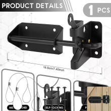 PARK (1 kpl musta) Heavy Duty automaattinen portin salpa 74 itselukittuvaa painovoimaportin oven salpaa