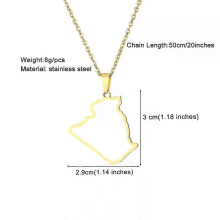 PARK (60 cm - Oro cavo) Collana con ciondolo mappa città Africa Algeria in acciaio inossidabile color