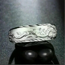 PARK (Silber) Ring für Mann Luxus Gravur Drache Verstellbarer Ring Modeschmuck Männlich Zweifarbig Gelb/Weiß