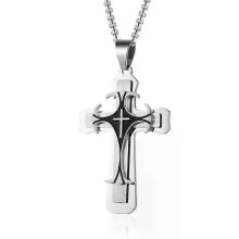 PARK (croce color argento) Collana con ciondolo a catena a croce multistrato YQF per uomo, gioielli