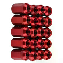 PARK (Rot) 20 Stück Radmuttern M12 x 15 Aluminium, rote Radmuttern, Sechskant, 19 mm, geschlossenes