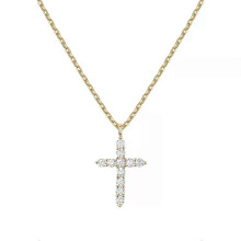PARK(Gold)Shevalues Collana con croce in zirconia cubica placcata in oro 14K per donna | Collane con