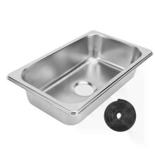 PARK (silber) RV 304 Edelstahlspüle, rechteckiges Küchen-Handwaschbecken mit 40 mm Abwasseranschluss