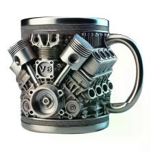 PARK (V8) V8-Motoren Edelstahl-Kaffeetasse Kreative Harz-Wassertasse Lustige V6-Motoren Weintasse Kaffee