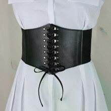 PARK (Schwarz) Mode Damen Korsett Gürtel Gothic Punk PU Leder Weibliche Schnürkorsett Gürtel Abnehmen