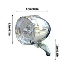PARK (Plata) Faro delantero para bicicleta retro con carga USB, luz delantera clásica para bicicleta