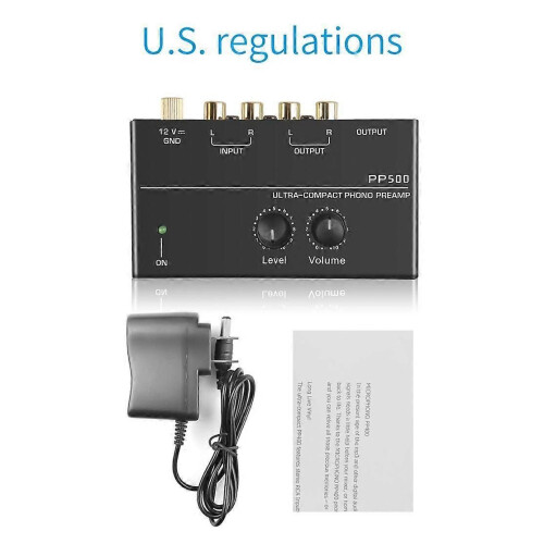 PARK (US-Stecker) PP500 Phono-Vorverstärker Vorverstärker mit Level Volume Control Ultra-kompakte Pre