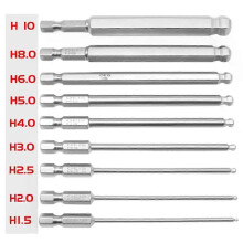 PARK (H2) 100 mm Sechskant-Schraubendreher-Bits mit Kugelkopf, metrischer Sechskant-Bit, magnetischer
