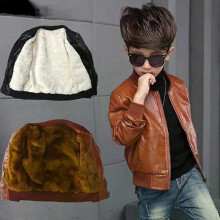 PARK (150 cm) Jungen Mäntel Herbst Winter Mode Koreanische Kinder Plus Samt Erwärmung Baumwolle PU Leder