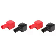 PARK (2 Paar) 2 STÜCKE Universal Rot + Schwarz Quadrat Motorrad Batterieklemmen Schutzhülse Gummi Positiv