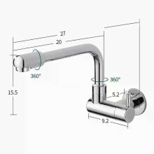 Grifos de cocina PARK (plata) de acero inoxidable con doble orificio para montaje en pared, grifo para
