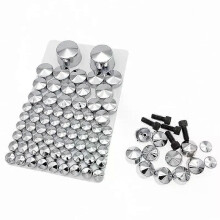PARK (Plata) 75 piezas/juego de tapas para pernos de motocicleta, tapa cromada negra/plateada con 5
