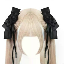 PARK (Schwarz) Y2k 90er Jahre ästhetische Harajuku Bowknot Haarnadel für Frau Pferdeschwanz Haarspange