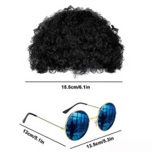 PARK (Nero) Set di parrucche hippie da uomo. Il set di accessori per costumi hippie da uomo include