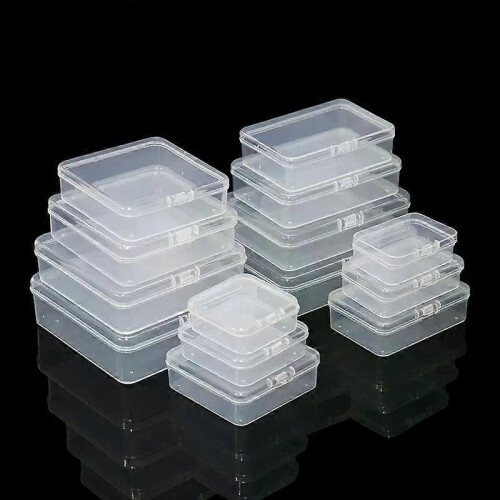 PARK (10,5 cm) Caja de plástico PP cuadrada, rectangular, transparente, con tapa abatible, para almacenamiento 1