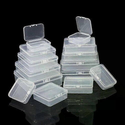 PARK (10,5 cm) Caja de plástico PP cuadrada, rectangular, transparente, con tapa abatible, para almacenamiento 2