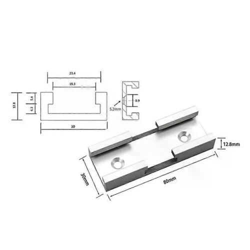 Conector de riel transversal PARK(Red)Chute, intersección de riel en T, aluminio, universal para carpintería, 2