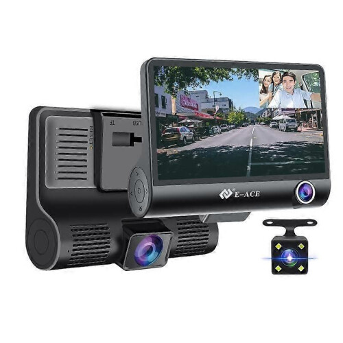 PARK (sin tarjeta TF) E-ACE DVR para coche 1080P, 3 lentes, cámara de salpicadero, gran angular de 170, 1