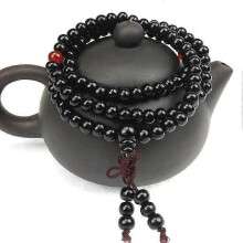 PARK (nero) Bracciale Mala da donna con perline di legno di sandalo naturale da 6 mm, buddista, meditazione,