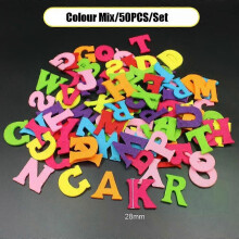 PARK (28 mm) 50 Stück Filzstoff, zufällig gemischte Farben, Alphabet, Zahlen 0–9, Polyesterstoffe, Filzstoff