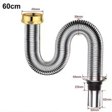 PARK (60 cm) 40 cm/60 cm Baño Sifón de acero inoxidable Reemplazo Válvula de drenaje de desechos Tubo