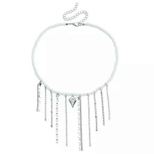 PARK (bianco) Collana girocollo con ciondolo a forma di nappa a forma di cuore con luna gotica creativa