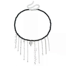 PARK (Nero) Collana girocollo con ciondolo a forma di nappa a forma di cuore con luna gotica creativa