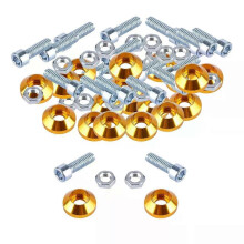 PARK (Golden) 20-teiliges Aluminium-Unterlegscheiben-Set für Motor-Anziehschrauben, Sortiment für Auto-Kennzeichenrahmen,