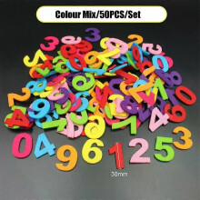 PARK (30 mm) 50 Stück zufällig gemischte Farben, Alphabet, Zahlen 0–9, Filzstoff, Polyesterstoffe, Filzstoff