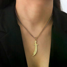 PARK (colore oro) Collana con spada Vassago Zulfiqar in acciaio inossidabile con ciondolo runico arabo