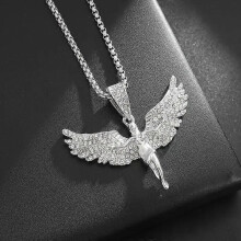 PARK (AL20895-Argento) Collane con pendenti a forma di angelo ghiacciato con pavé di pietre Cz 5A+ Hip