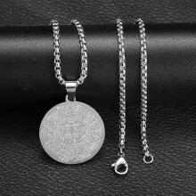 PARK(AL20732-Argento) Collana con ciondolo retrò azteco e calendario Maya, bestia divina, amuleto da