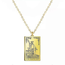 PARK(Oro-1) Collana con ciondolo con tarocchi in acciaio inossidabile, collana con divinazione arcana