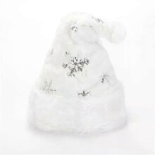 PARK (Plata) Gorro navideño de felpa blanco con lentejuelas doradas y plateadas, gorros de Papá Noel