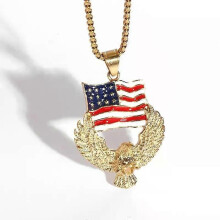 PARK (A13174-Oro) Collana con ciondolo a forma di aquila con bandiera americana alla moda, per uomo,