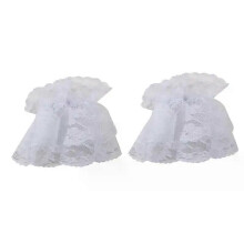 PARK (bianco) 2 pezzi/paia di polsini elastici in pizzo nero con volant floreali Lolita, eleganti da