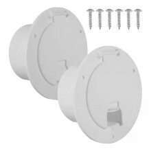 PARK(valkoinen) 2-pack matkailuauton luukun suojukset pyöreä sähköjohdon luukku matkailuauton perävaunuun