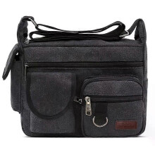 PARK (Nero) 1 pz Borsa a tracolla in tela da uomo vintage, resistente all'acqua, cerata, borsa a tracolla