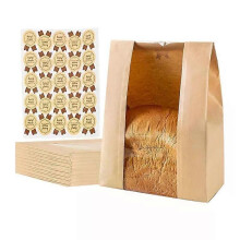 PARK (100 Stück) 25/50/100 Stück große Brottüten aus Papier mit Fenstern zum Verpacken und Aufbewahren