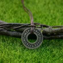 PARK (Braunes Seil Bronze) Pagan Elder Futhark Runen Vintage Schmuck Runen Vegvisir Kompass Anhänger