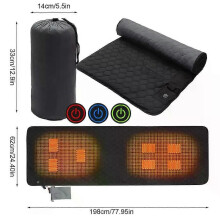 PARK (nero) Cuscino riscaldante da campeggio multifunzione USB con 3 livelli di temperatura per esterni