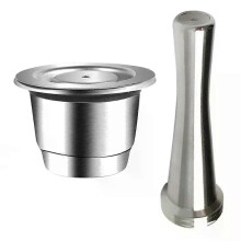 PARK (mit Pulverpresse) Kaffeekapselbecher aus Edelstahl mit Pulverpresse für nachfüllbaren Nespresso-Kaffee