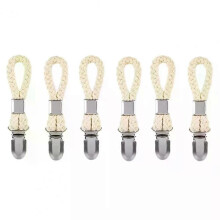 PARK (Beige) 6 pinzas para toallas de algodón trenzado con abrazadera de metal para colgar ropa de baño.