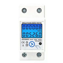 PARK (blanc AC 220 V) Compteur d'énergie numérique LCD sur rail DIN, réinitialisation à zéro, monophasé
