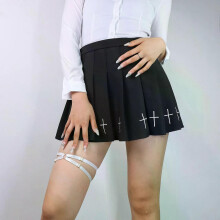 PARK (weiß 1 STÜCK) 1 STÜCK Damen Schwarz Fashion Gothic Elastischer Strumpfgürtel Verstellbarer Criss-Cross-Beingurt