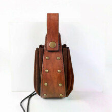 PARK (Braun) Wikinger-Runenbeutel, Kordelzug, Münzen, Kostüm, Vintage, Halloween, Accessoire, Leder,