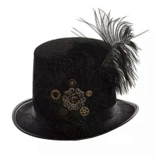 PARK (59–61 cm Kopf) Gothic Schwarzer Hut Herren Vintage Fedora Gear Lace Top Steampunk Hut