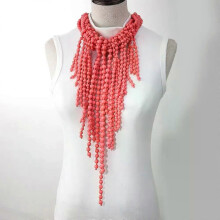 PARK (rosso anguria) Collana esagerata alla moda con frange multistrato in acrilico, stile bohémien,