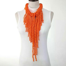 PARK (Arancione) Collana esagerata alla moda con frange multistrato in acrilico, perline multicolori